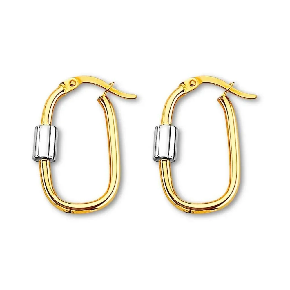 14K Two-Tone U-Shape Hoop Earrings | Solid Gold 25mm Hoops By Tehrani Jewelry